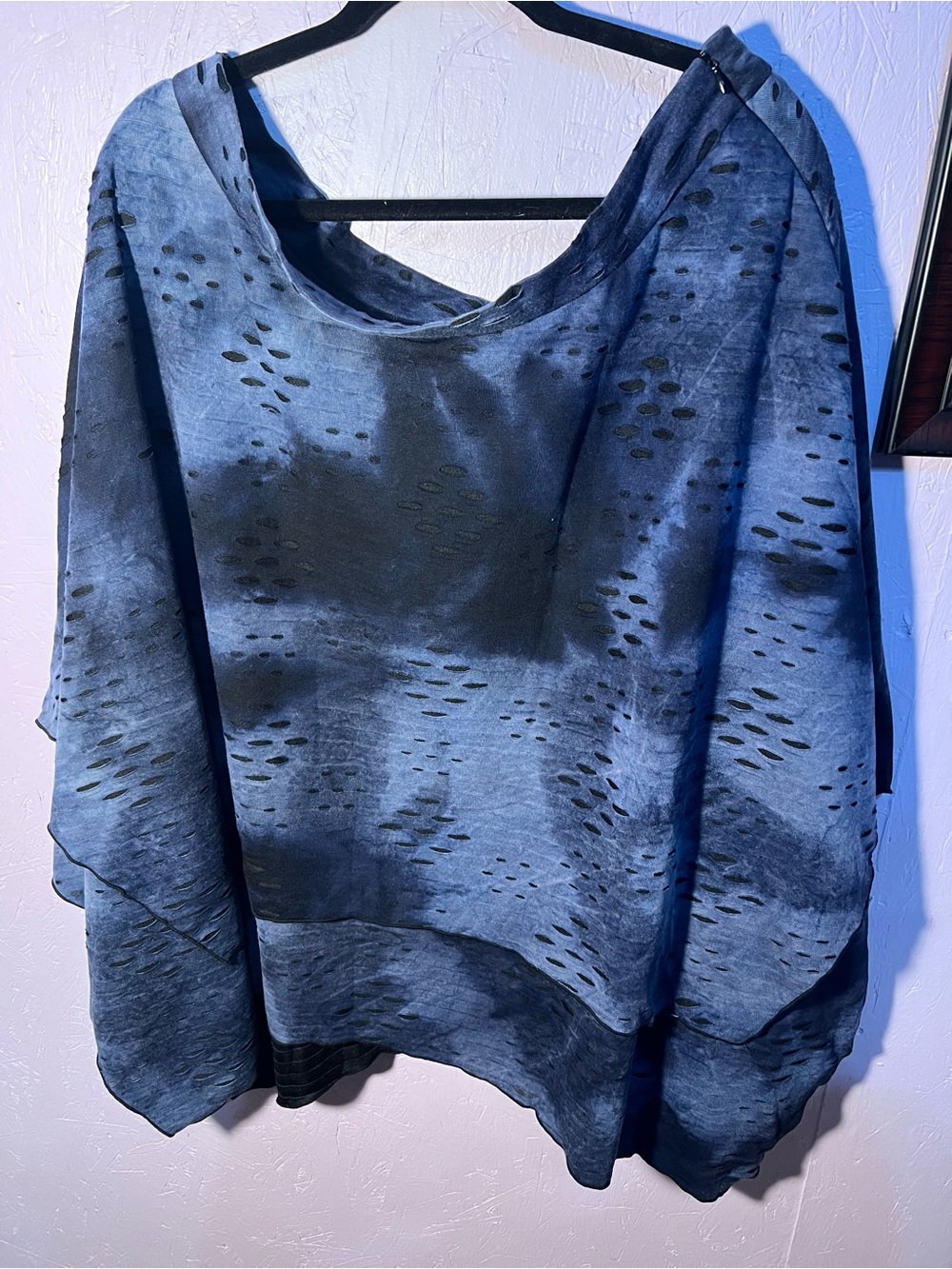 Killstar Distressed Layered A-Line Skirt in Washed Blue and Black